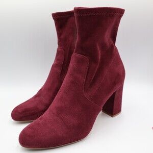 STEVE MADDEN BURGUNDY SUEDE EMINA ANKLE BOOTS SHOES SZ 8.5